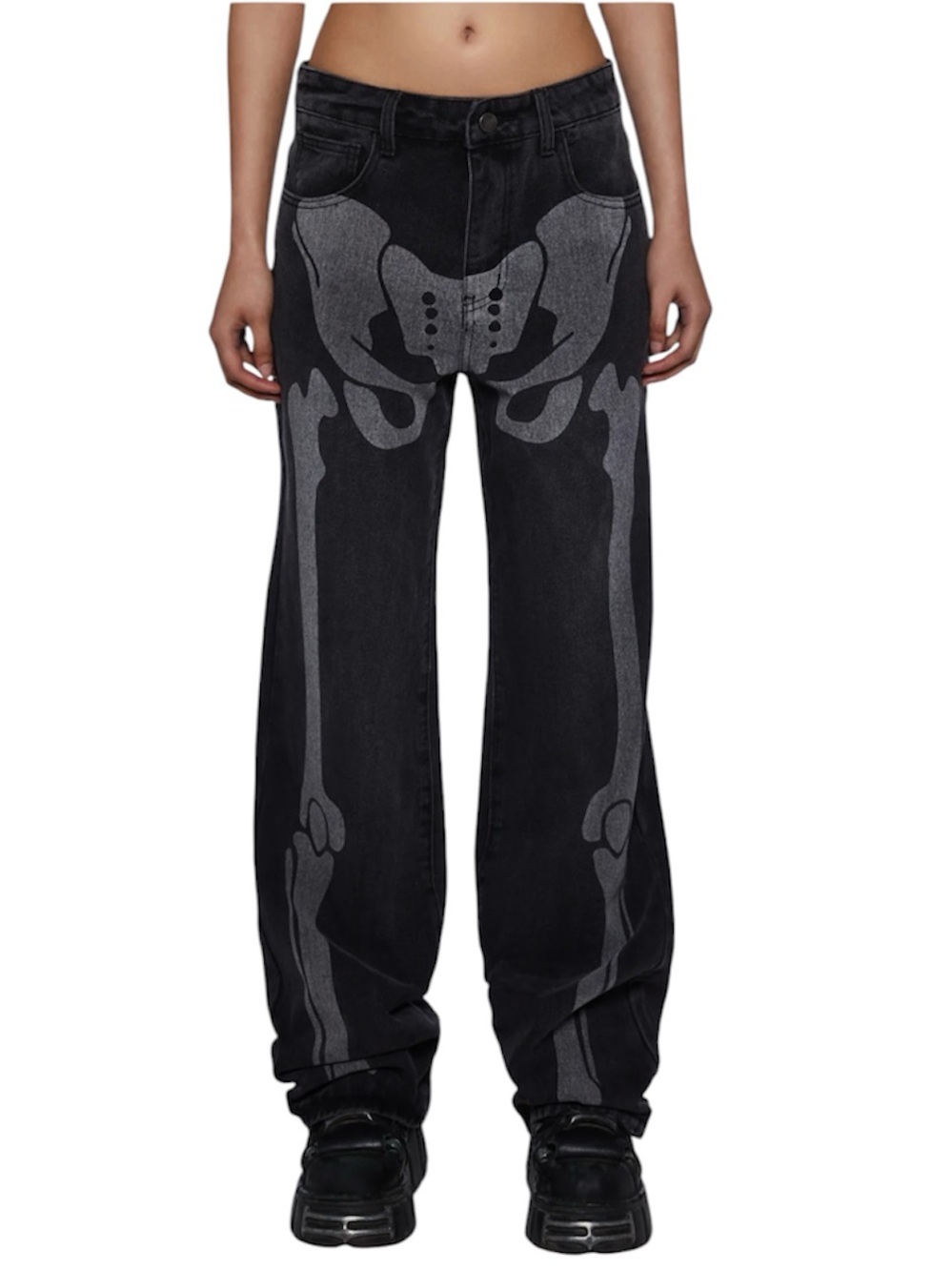 Dolls Kill Size 28 Black Cotton Denim Skeleton Jeans from Trickz N’ Treatz